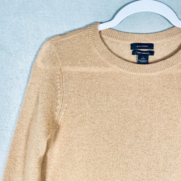 Halogen Cashmere Sweater Womens PS Beige Knit Pullover Tunic Minimalist - Picture 4 of 12